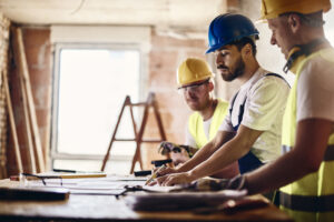 Construction workers in the workplace