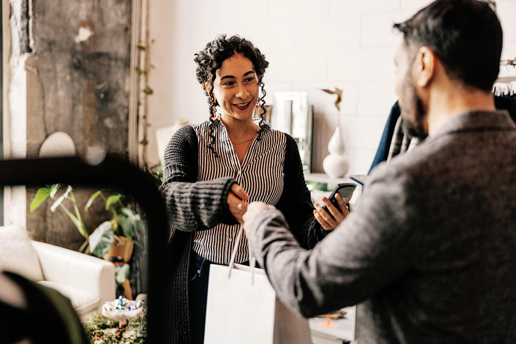 retail worker and customer