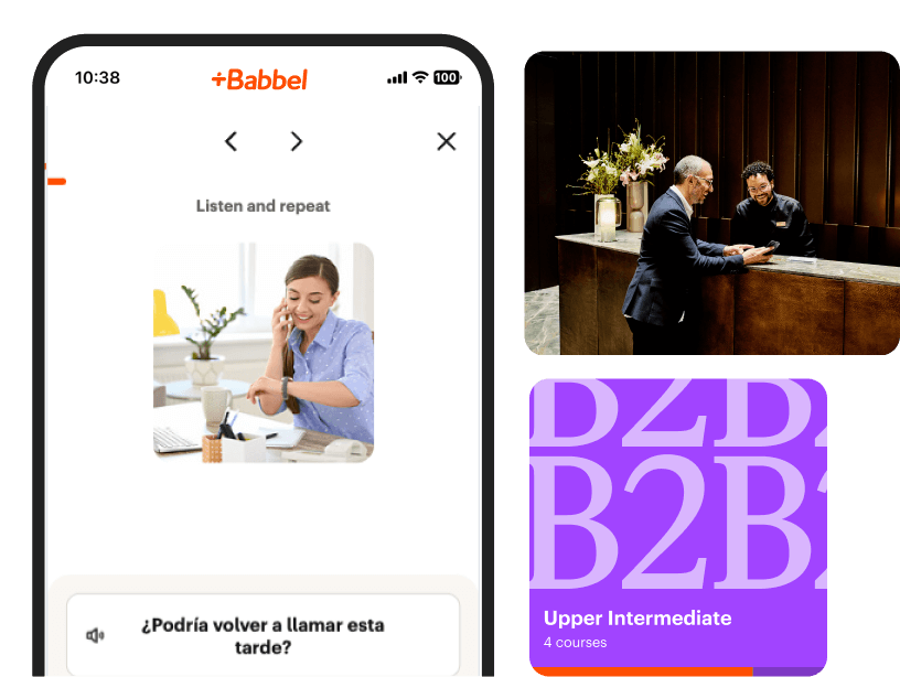 screenshot of how a spanish for hospitality class looks like on the Babbel app